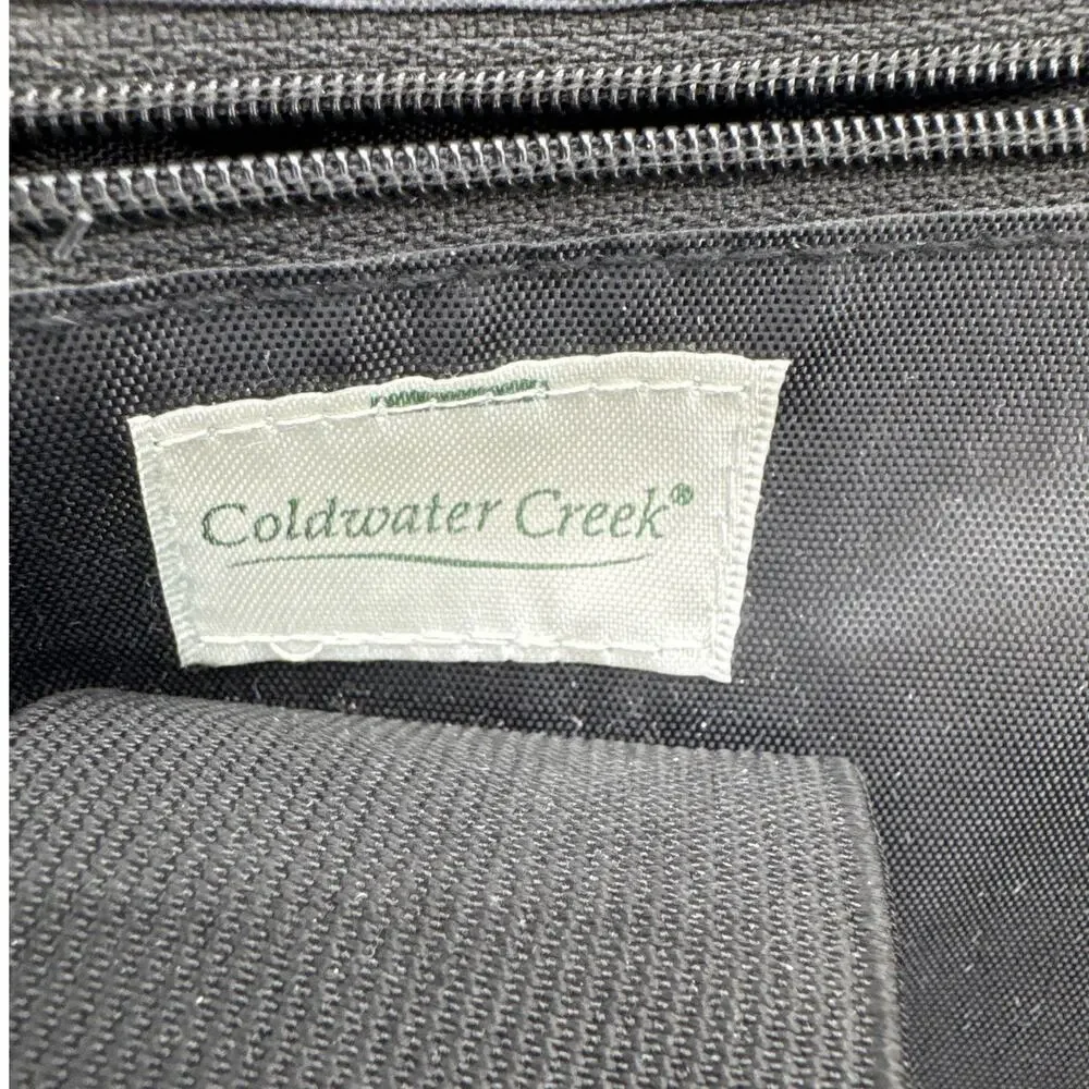 Coldwater Creek Black Faux Croc Woven Laptop Briefcase Professional Tote Bag